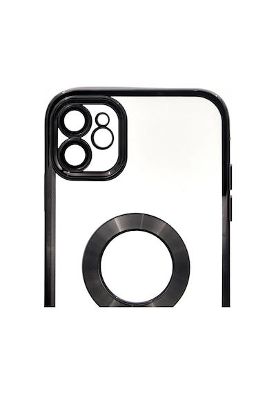 Apple Uyumlu iPhone 11 Siyah Renkli Kenarlı Lazerli Şeffaf Kılıf Lens Korumalı
