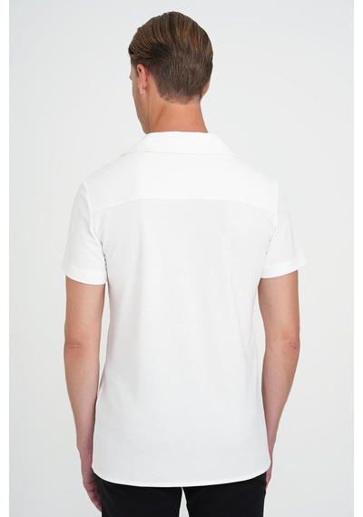Efor Slim Fit Apaş Yaka Modal Karışımlı Kısa Kol Beyaz Gömlek G 1590 Beyaz