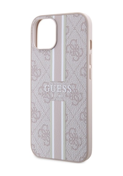 Apple Uyumlu iPhone 14 Kılıf Guess Lisanslı Magsafe Şarj Özellikli 4g Şerit Tasarımlı Printed Kapak Pembe