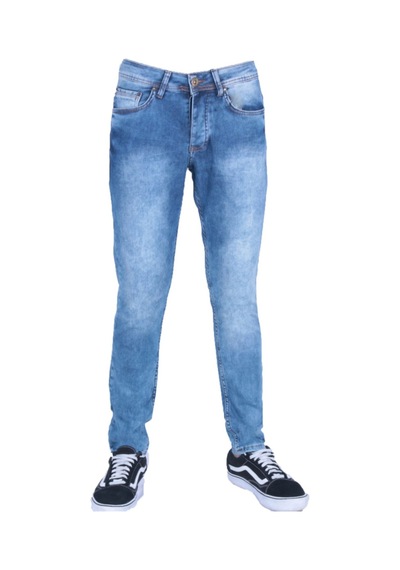 Erkek Denim Jeans Mavi Örme Kot Pantolon Mavi
