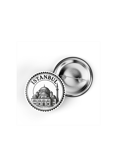 5 Adet İğneli Çanta Rozeti - Rüstem Paşa Camii - İstanbul - 44 MM Çok Renkli