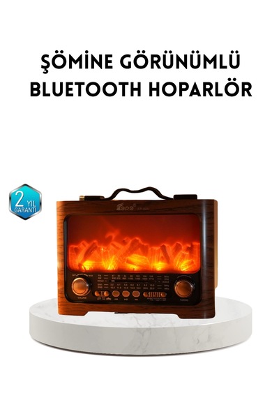 Şömine Efektli Solar Hoparlör Bluetooth 5.3 Radyo Aux Usb Tf Destekli - Lisinya