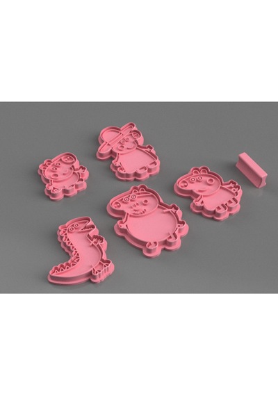 Peppa Pig Ailesi George Mummy Daddy Figürlü 4 Parça Kurabiye Kalıbı Çok Renkli