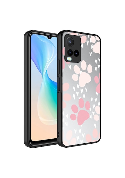 Noktaks - Vivo Y32 Uyumlu Kılıf Aynalı Desenli Kamera Korumalı Parlak Mirror Kapak - Kalp - T26839