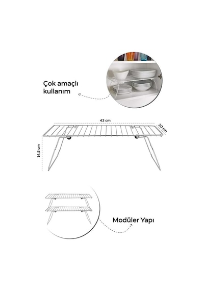 Mithra Life Metal Dolap İçi Düzenleyici Katlanabilir Raf Mıt1098 Gümüş