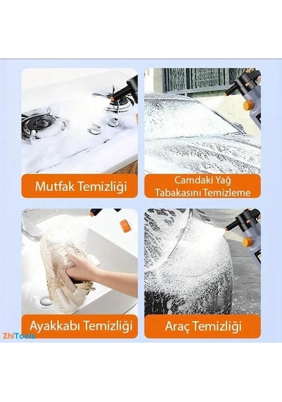 Zhltools 2l Yüksek Basınçlı Şarjlı Köpük Makinası Oto Yıkama Pompası Köpük Püskürtücü