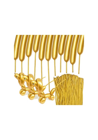 Yüksek Kalite 100 Adet Gold Sosis Balon Metalik Gold Sosis Balon Parlak Sosis Balon Şekil Balonu Altın