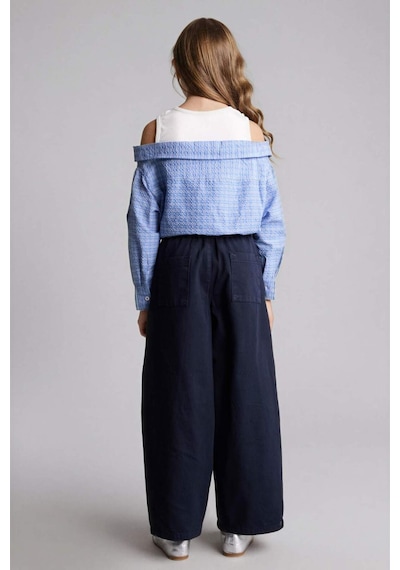 Defacto Wıde Baggy Fıt Gabardin Pantolon Kız Çocuk H4436a826smnv28 Lacivert-nv28