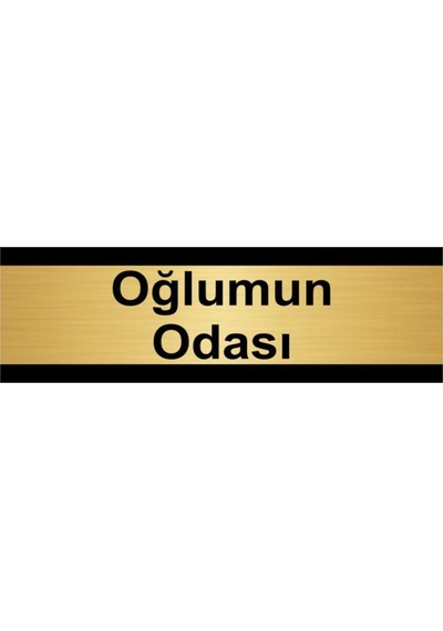 Oğlumun Odası 10x20cm Altın Renk Metal Yönlendirme Levhası