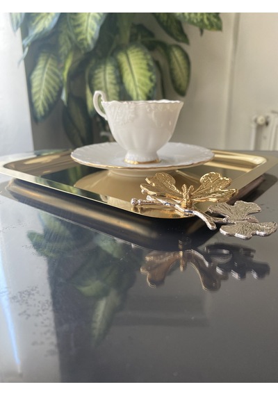 KARE KELEBEKLİ GOLD TEPSİ 6 ADET 1. KALİTE  (HEDİYELİ) KAHVE SÖZ