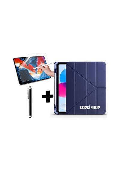 Apple İpad 10.2 7.nesil Uyumlu Tablet Kılıfı Kalemlikli Silikon Ekran Koruyucu Kalem Arka Kapak