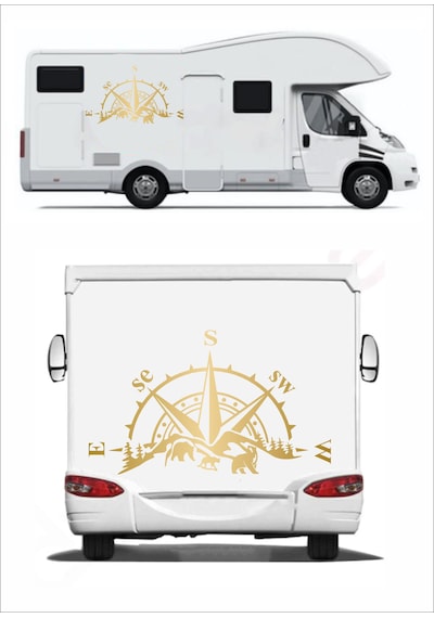 Pusula Dağ Orman Sticker - Adventure 4x4 Off Road Pickup Sticker - Araba Oto Motosiklet Karavan Sticker - 02514 100X60 Cm