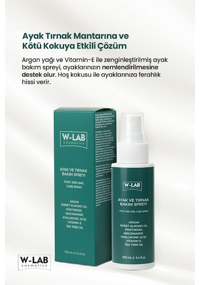 W-Lab Cosmetics Ayak Ve Tırnak Bakım Spreyi 100 Ml