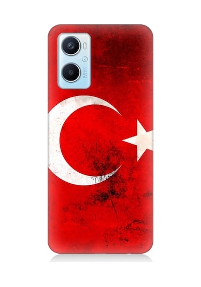 Oppo A96 Uyumlu Türk Bayrağı Desenli Silikon Kılıf