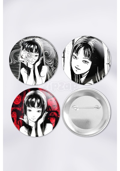 Junji İto Tomie Anime Manga Çanta Süsü İğneli Buton Rozet Seti 3 Adet Üçlü