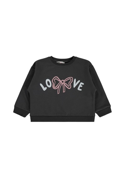 Civil Girls Love Baskılı 2-5 Yaş Sweatshirt - Gri Antrasit