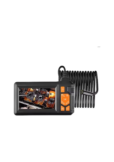 Ekranlı 3 Kameralı 10 Mt Hafıza Kart Destekli Sert Kablo Yılan Endoskop Kamera 8 Mm 4.3 Inc