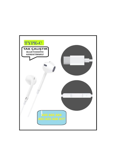 Samsung Galaxy Uyumlu A56 A55 A54 A53 A33 A26 A36 A17 Kulaklık Type C Kablolu Kulaklık Tak Çalıştır Diğer