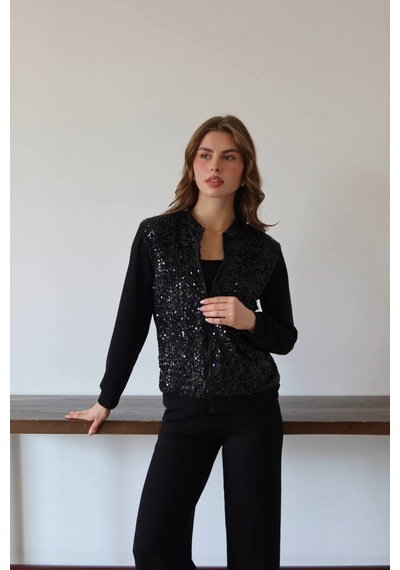 Asur Boutique Asur Butik Kadın Pul Payet Likralı Eşofman Takımı Siyah