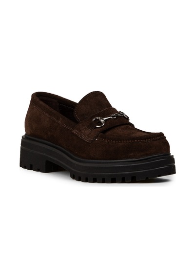 Deery Kadın Hakiki Süet Kahverengi Tokalı Loafer - 02024zkhve01 Kahverengi