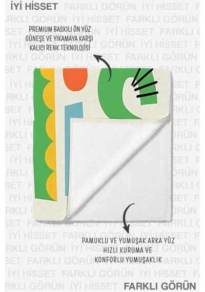 Yazılı Modern Tipografik Plaj Havlusu - Renkli Retro Pop Art Hızlı Kuruyan Mikrofiber Havlu Ayaz Yasemin