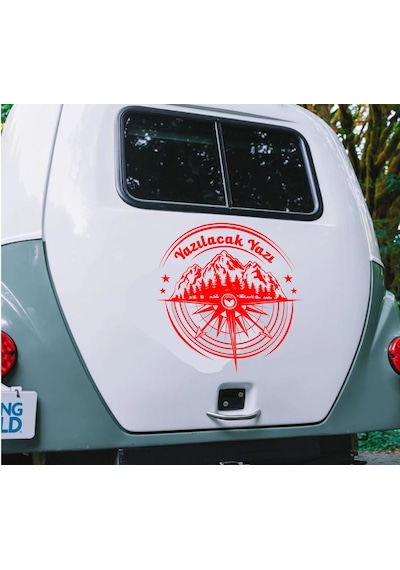 Kişiye Özel Pusula Dağ Orman Sticker - Araba Oto Motosiklet Karavan Cam Sticker - 00081 80 Cm