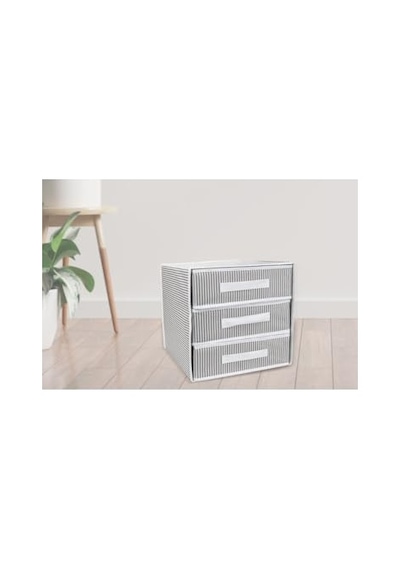 Orret Home Dolap İçi Kumaş Kaplamalı Mini Çekmece Organizer, Çekmeceli Dolap İçi Düzenleyici, İç Çamaşırı Çorap Tekstil Organizer Kutusu 3 Çekmeceli Açık Bej