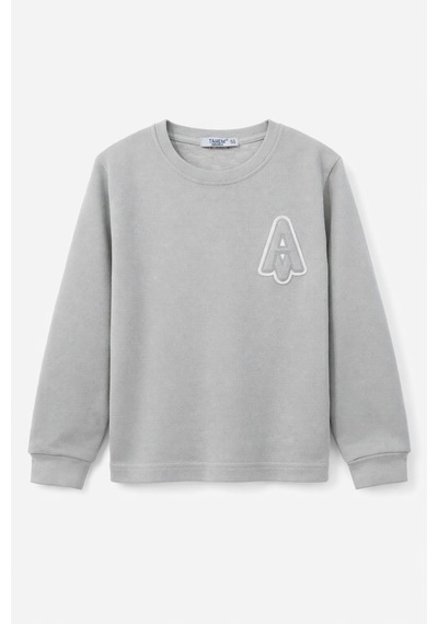 Tanem Kids Erkek Çocuk Jakarlı Gri Örme Sweatshirt Gri