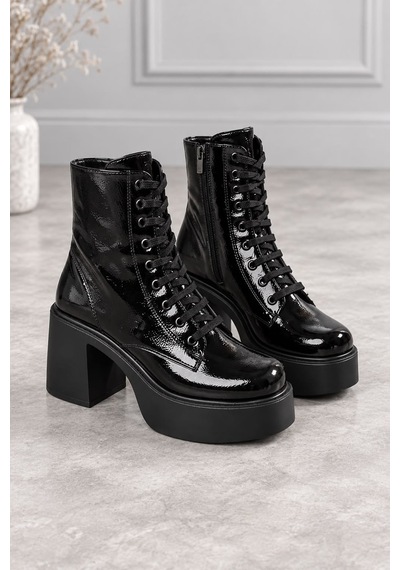 Dabab Shoes Melvıan Kadın Siyah Kırışık Rugan Bağcıklı Fermuarlı İçi Kürklü 8 Cm Kalın Topuklu 3 Cm Platform Siyah Rugan Dabab Shoes Melvıan Kadın Siyah Kırışık Rugan Bağcıklı Fermuarlı İçi Kürklü 8 Cm Kalın Topuklu 3 Cm Platform Siyah Rugan