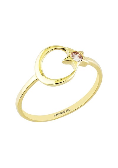 Ayyıldız Tektaş Altın Yüzük 14K Gold 364012519