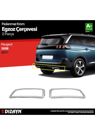 S-Dizayn  Peugeot 5008 Krom Egzoz Çıkışı 2 Prç. 2017 Üzeri