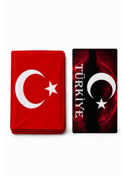 Kemboss Türkiye Kaput Bayrağı Ve Türkiye Kaydırmaz Torpido Pedi Seti - 130x160 Cm Lastikli Araç Kaput Bayrağı + Torpido Organizer Ped Türkiye Seti