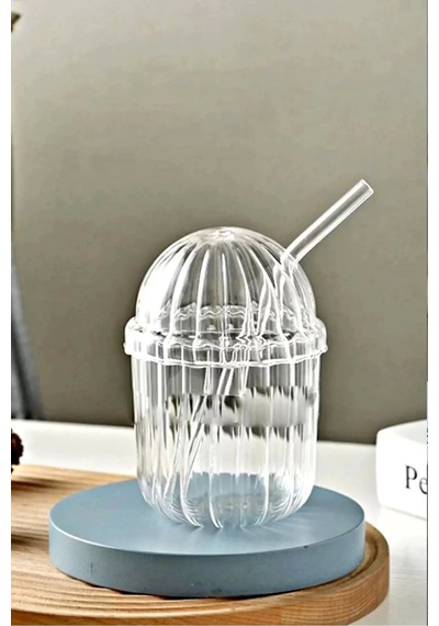 Çizgi Kapaklı 430ml Pipetli Bardak Isıya Dayanıklı Eggglass Pinterest Bardak Kahve Sunum Bardağı