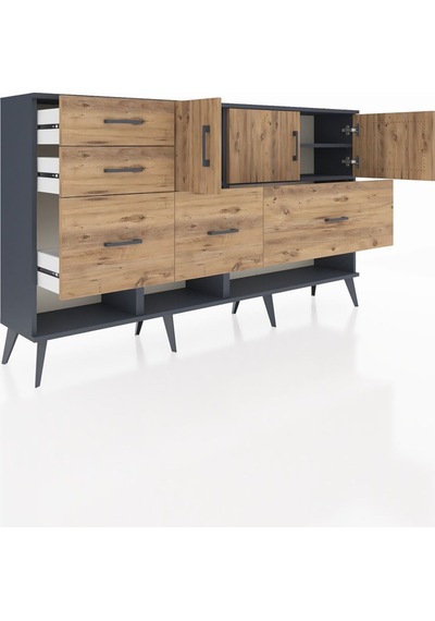 Arges Konsol 3 Raflı 5 Çekmeceli 3 Kapaklı 176x30x99 Antrasit-çam Atlas Çam - Antrasıt Arges Konsol 3 Raflı 5 Çekmeceli 3 Kapaklı 176x30x99 Antrasit-çam Atlas Çam - Antrasıt