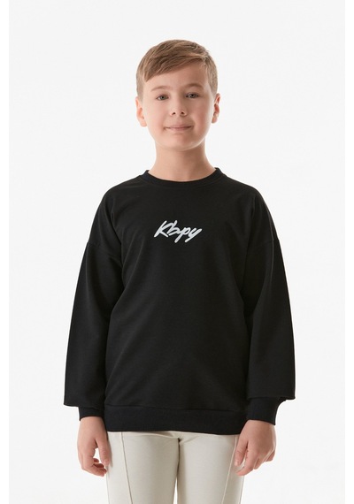 Fullamoda Önü Ve Arkası Baskılı Bisiklet Yaka Erkek Çocuk Sweatshirt 25kcck1303216278-siyah Siyah