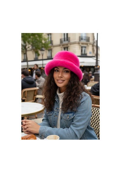 Mollycrush Kadın Fuşya Peluş Bucket Şapka Yumuşak Dokulu Kışlık Fuşya