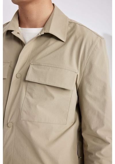 DeFacto Regular Fit Polo Yaka Çıtçıt Kapamalı Cepli Teknik Gömlek Ceket B7396AX24SPBG769