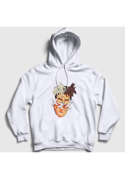 Presmono Unisex Melting Xxxtentacion Kapüşonlu Sweatshirt Beyaz
