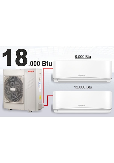 Bosch 18000 BTU 1 Dış + 2 İç Ünite (9+12) Duvar Tipi Multi Inverter Split Klima
