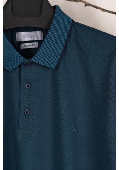 Polo Yaka Büyük Beden Suprem Penye Erkek T-Shirt Petrol Mavisi