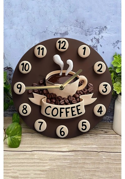 Minimal Kahve Tutkusu Sade Tasarımlı Mdf Duvar Saati 33 Cm Sdw331 Renkli