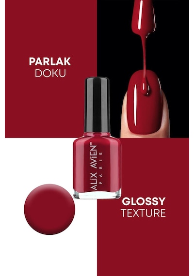 Alix Avien Koyu Kırmızı Oje 58 Yüksek Pigmentli Uzun Süreli Kalıcılık Hızlı Kuruma Nail Lacquer 58