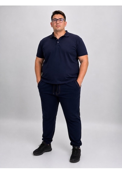 Büyük Beden Beli Lastikli Ön Arka Cepli Dar Paça Battal Erkek Pantolon Lacivert