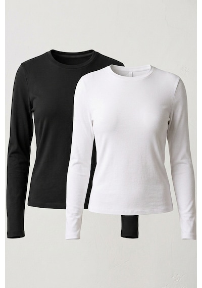 Elemge 2'li Paket %95pamuk %5likra Vücuda Oturan Magic Fit Siyah Beyaz Kadın Stretch Uzun Kollu T-shirt Compact Penye Esnek Basic Tişört Elastan Bluz Elastan Siyah - Beyaz Elemge 2'li Paket %95pamuk %5likra Vücuda Oturan Magic Fit Siyah Beyaz Kadın Stretch Uzun Kollu T-shirt Compact Penye Esnek Basic Tişört Elastan Bluz Elastan Siyah - Beyaz