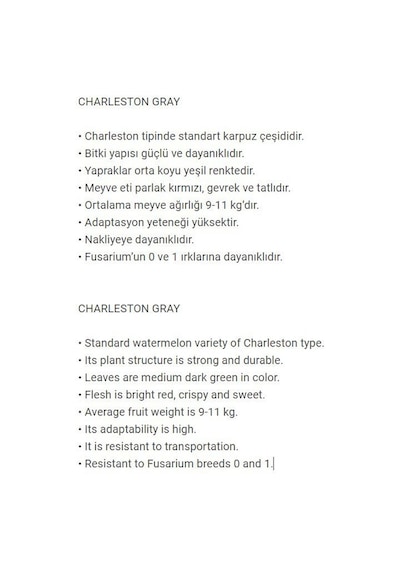 AGRodal Tarım Nadir Bulunan Doğal Charleston GRay Karpuz 20 Adet Tohum