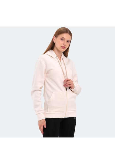 Slazenger KATYA Kadın Fermuarlı Kapüşonlu Cepli Ekru Sweatshirt