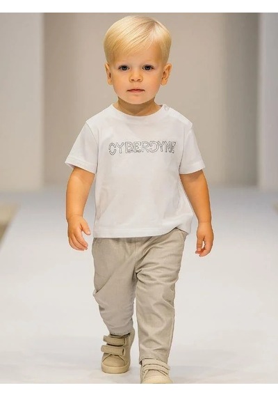 Çikoby Erkek Bebek Pamuklu T-shirt Lastikli Pantolonlu Takım-15858 Gri