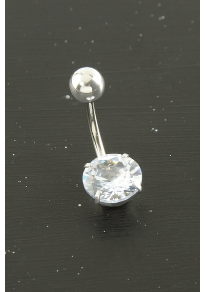 Zenviac456 Yuvarlak Zirkon Taşlı Çelik Piercing 1 Adet Zenviac45678 Gümüş Rengi