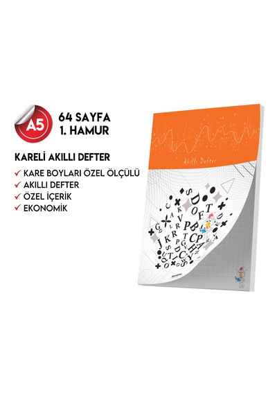 Kareli Not Defteri 64 Sayfa Akıllı Defter Tekli A5 Tam Beyaz Tekli Koyu Mavi, Kırmızı, Turuncu, Kahverengi, Mavi, Yeşil