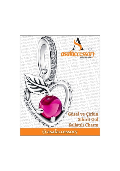 Güzel Ve Çirkin Sihirli Gül Sallantılı Charm Pembe